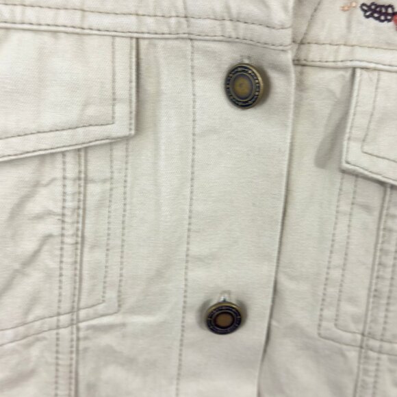 Y2K Denim & Co Women's Light Tan Western Beaded Button Up Shacket Size M - Picture 3 of 15